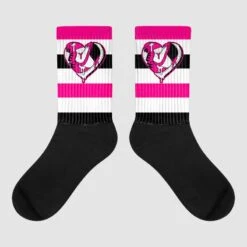 Fierce Pink 1s DopeSkill Sublimated Socks Horizontal Stripes Graphic