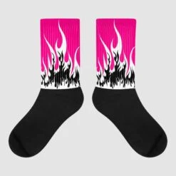 Fierce Pink 1s DopeSkill Sublimated Socks FIRE Graphic