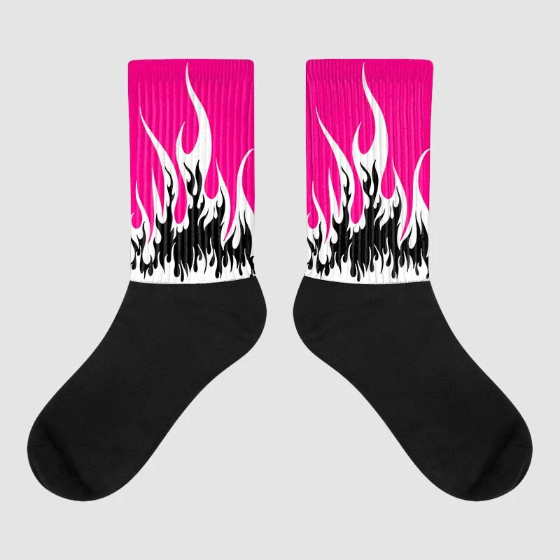 Fierce Pink 1s DopeSkill Sublimated Socks FIRE Graphic 1 Fierce Pink 1s DopeSkill Sublimated Socks FIRE Graphic
